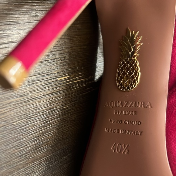 Aquazzura Deneuve Bow Tie Suede Pumps in Cabaret Pink Size 10.5 - Picture 5 of 6